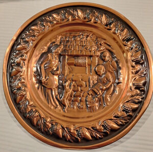 Vtg Coppercraft Guild 13" Copper Wall Plate Family at the Water Well